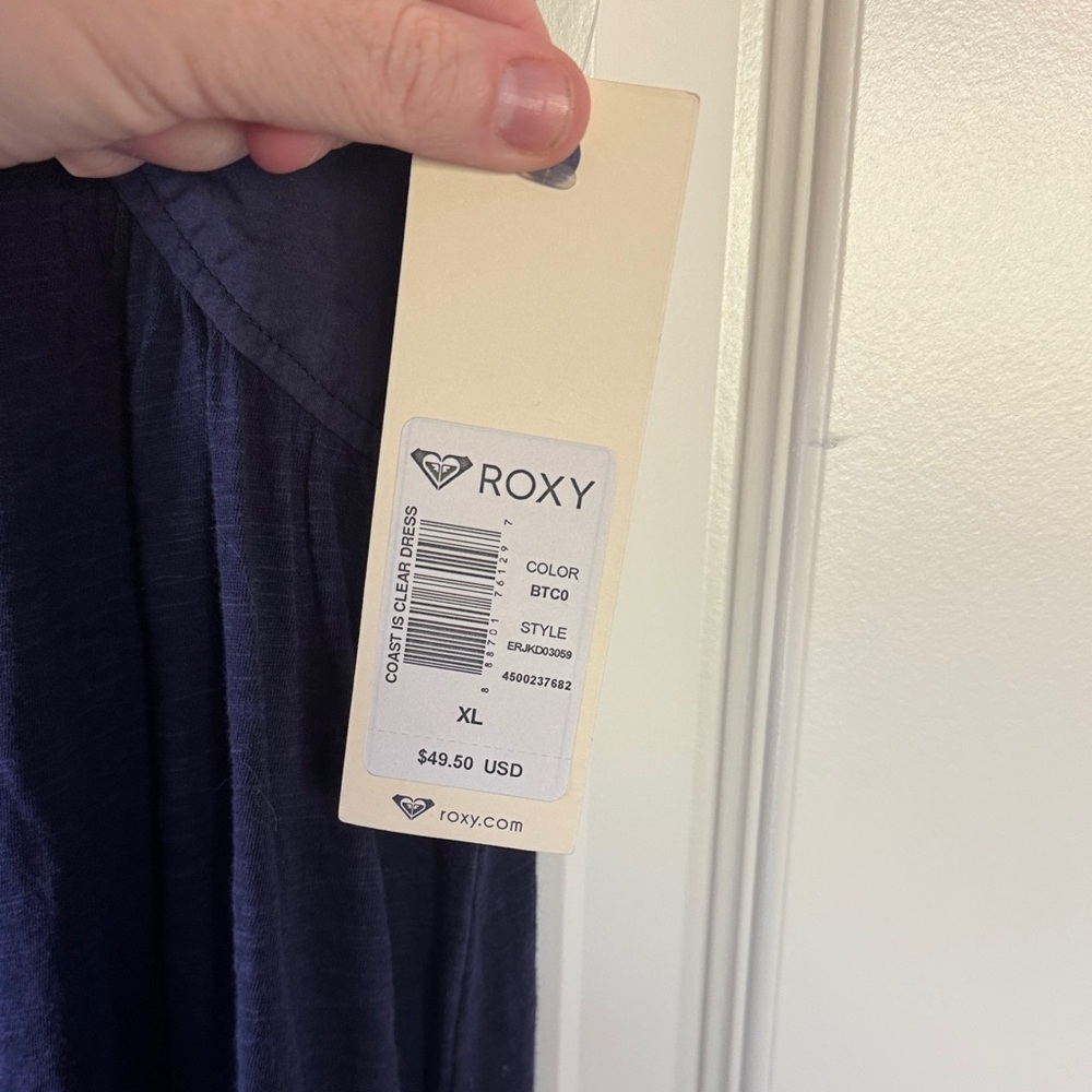 Roxy Navy Blue Midi Dress / A61 - Picture 3 of 6